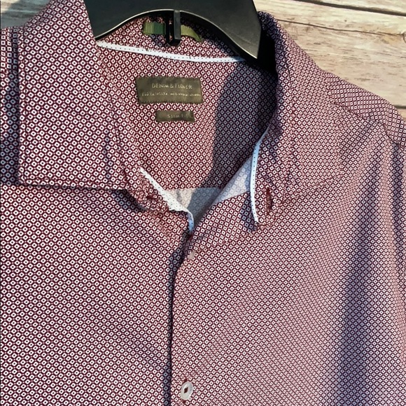 Men’s DENIM. FLOWER Short Sleeve Button Up Sz L - Picture 2 of 6